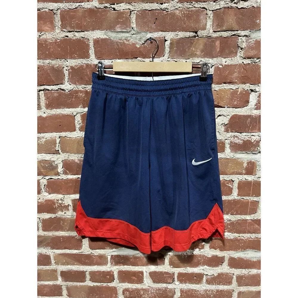 Nike Sportswear Mens Blue Red Dri Fit Athletic Basketball Shorts Size Medium